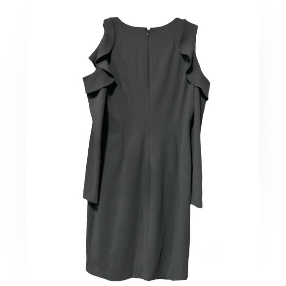 Calvin Klein Women’s Black Size 12 Ruffle Long Sleeves Cold Shoulder Dress - Picture 4 of 4